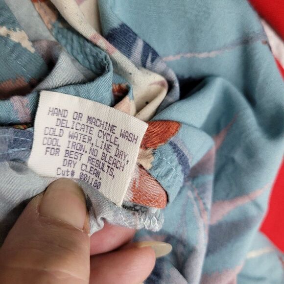 Vintage 80's Cooke Street Dress Hawaiian Sleeveless Shift Mini Palm Blue XL USA - Picture 13 of 13